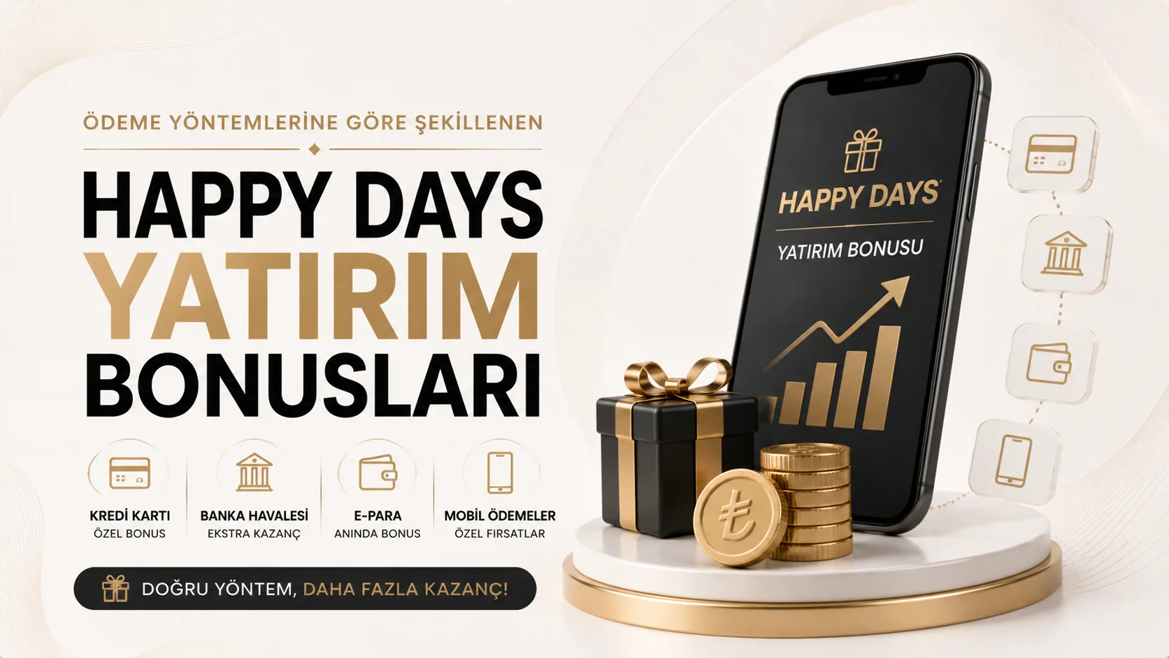 Ödeme Yöntemlerine Göre Şekillenen Happy Days Yatırım Bonusları
